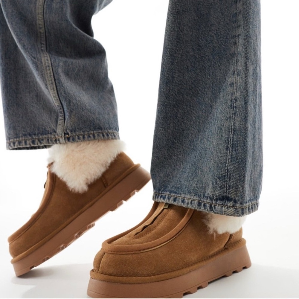 Sheepskin Wool Collar Zipper Platform Mini Ankle Boots